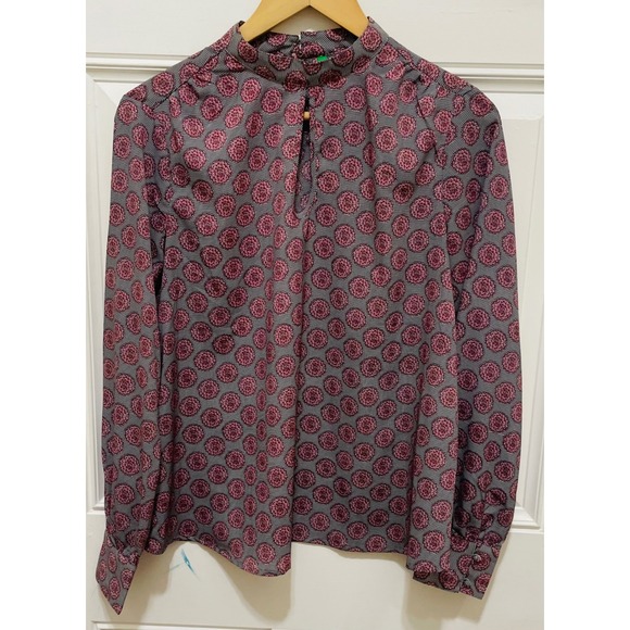 United Colors of Benetton‎ Floral Print Mock Neck Blouse Top S - Picture 1 of 4